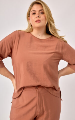 Blusa manga 3/4 c/tajos Emilia lisa