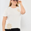 Remera de viscosa con aplique flores - Tres Angeles mayorista