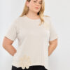 Remera de viscosa con aplique flores - Tres Angeles mayorista