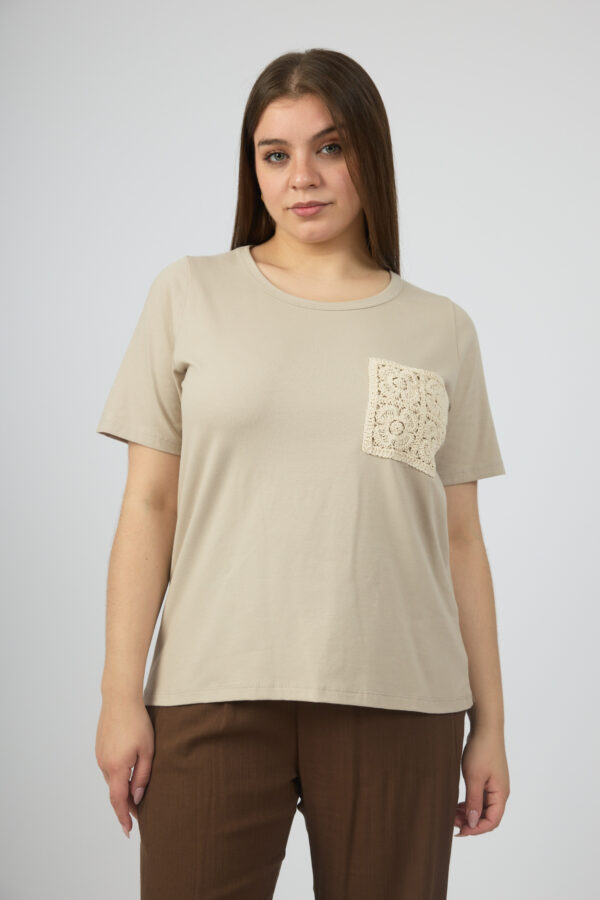Remera de algodón viscosa con aplique bolsillo - Tres Angeles mayorista