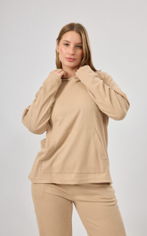 Buzo Waffle con capucha y bolsillo