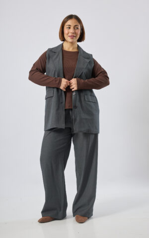 Pantalón sastrero wool con cierre y medio elastico