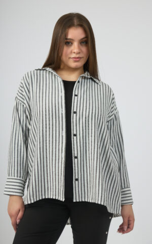 Camisa lino rayado oversize
