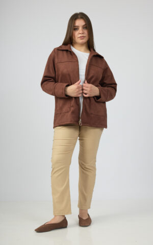 Camisaco Suede gamuzado con cierre y bolsillos