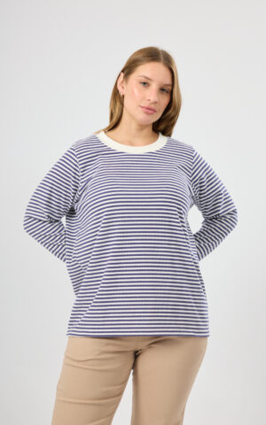 Sweater de lanilla morley rayado combi cuello liso