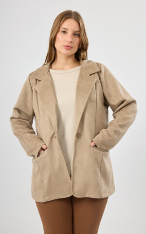 Blazer gamuzado con recortes y tajo espalda