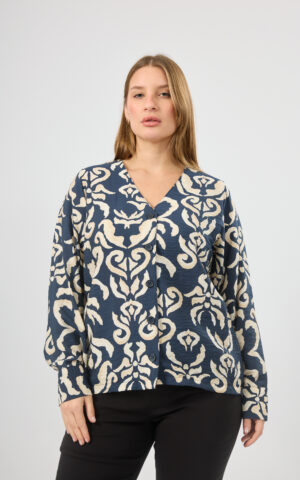 Blusa Emilia escote V estampada con puños