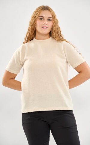 Sweater manga corta de lanilla brush