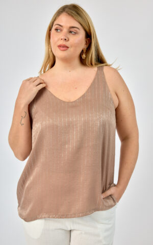 Musculosa de seda rayada c/ lurex