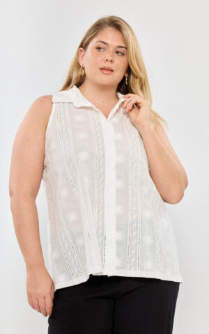 Camisa sin manga de broderie