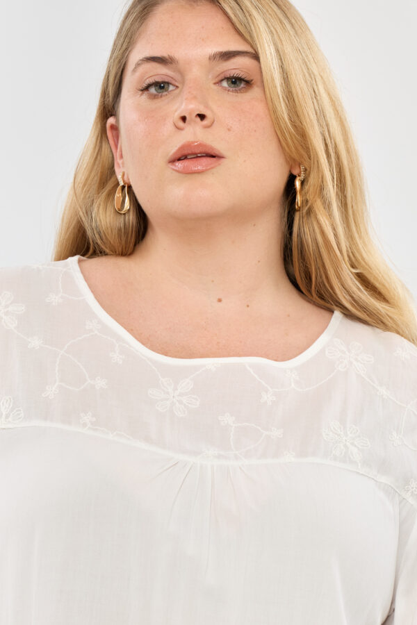 Blusa de fibrana con canesu broderie - Tres Angeles mayorista