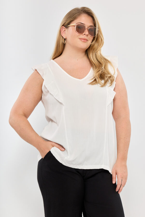 Blusa c/recortes volados broderie - Tres Angeles mayorista