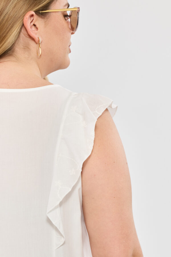 Blusa c/recortes volados broderie - Tres Angeles mayorista