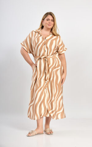 Vestido camisero estampado c/ cinto