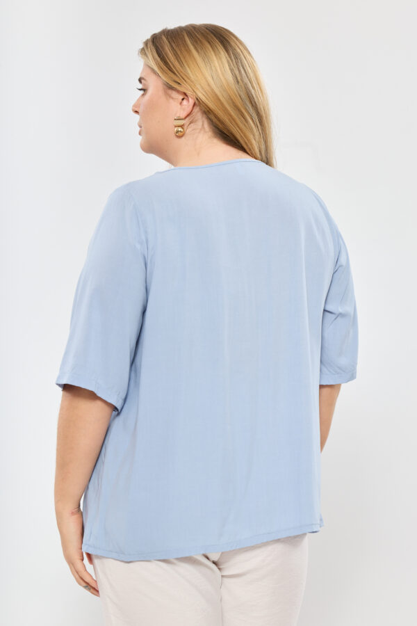 Blusa de fibrana con canesu broderie - Tres Angeles mayorista