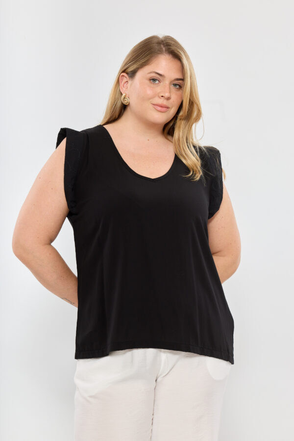 Blusa fibrana c/alas broderie - Tres Angeles mayorista