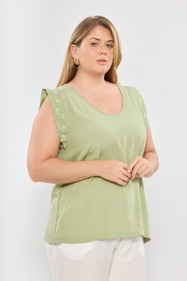 Blusa fibrana c/alas broderie - Tres Angeles mayorista