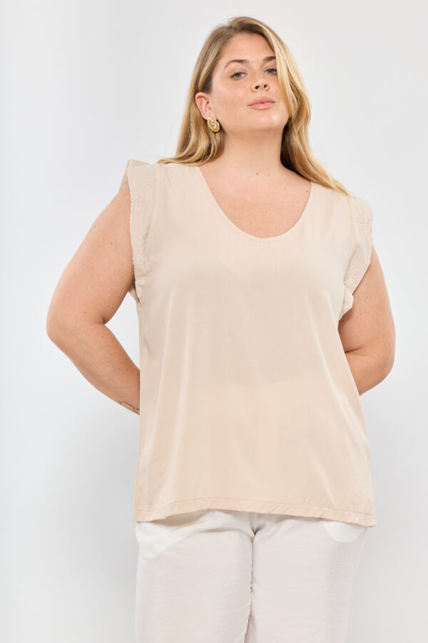 Blusa fibrana c/alas broderie - Tres Angeles mayorista