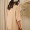 Blusa con cuello V con cartera de Derby liso con tajos costados - Tres Angeles mayorista