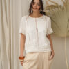 Blusa manga corta con puntilla delantero y mangas - Tres Angeles mayorista