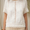 Blusa manga corta con puntilla delantero y mangas - Tres Angeles mayorista