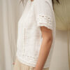 Blusa manga corta con puntilla delantero y mangas - Tres Angeles mayorista