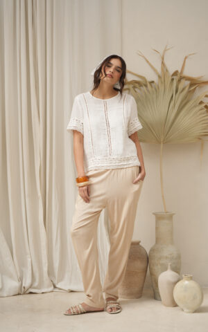 Pantalón chupin de lino