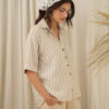 Camisa de lino rayado con botones manga 3/4 - Tres Angeles mayorista