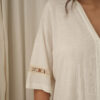 Camisa de lino liso con puntillas mangas - Tres Angeles mayorista