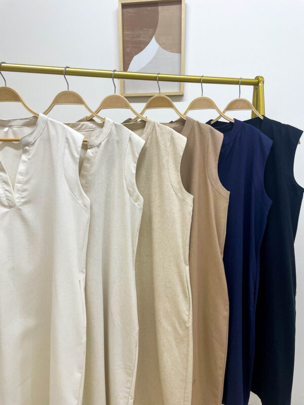 Vestido de lino rígido con cuello Mao - Tres Angeles mayorista