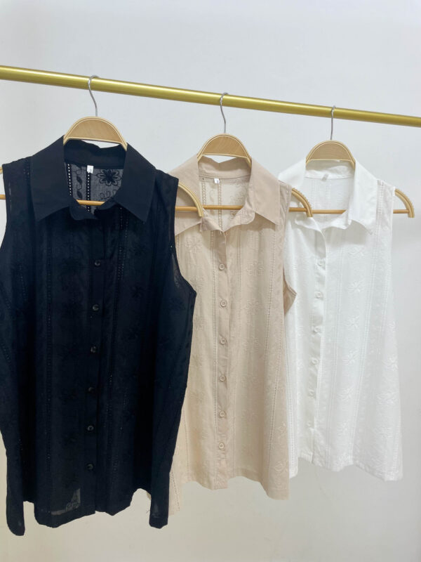 Camisa sin manga de broderie - Tres Angeles mayorista