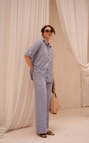 Pantalón de lino rayado