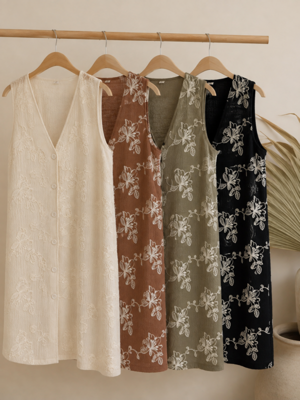 Musculosa larga de bambula combinada bordada - Tres Angeles mayorista
