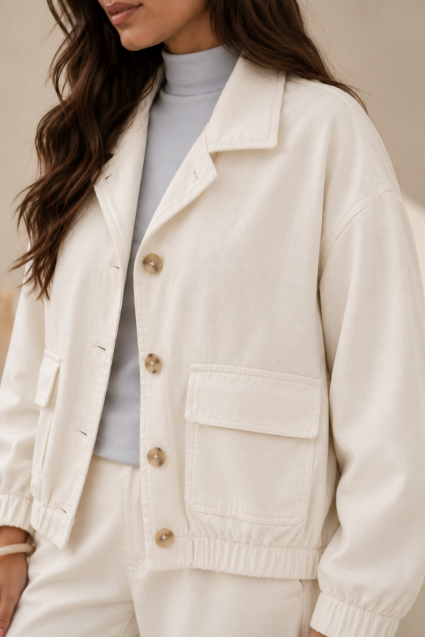 Campera forrada de tencel con recortes y bolsillos - Tres Angeles mayorista