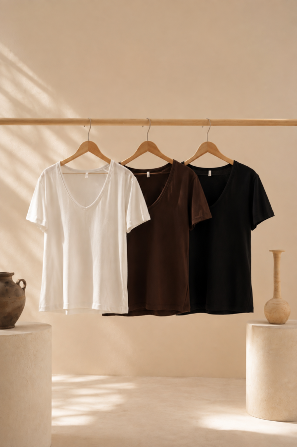 Remera escote V algodón uniqlo - Tres Angeles mayorista