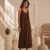 Vestido sin manga con frunces en el escote - Tres Angeles mayorista