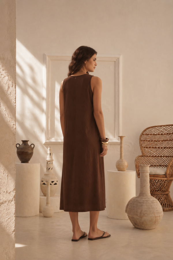 Vestido sin manga con frunces en el escote - Tres Angeles mayorista