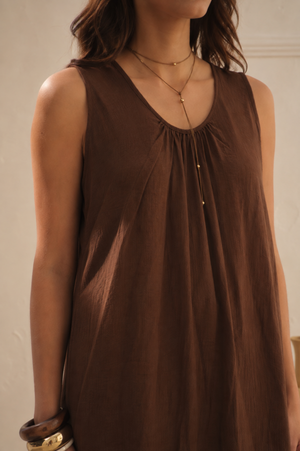 Vestido sin manga con frunces en el escote - Tres Angeles mayorista