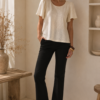 Remera con frunces de broderie de punto - Tres Angeles mayorista