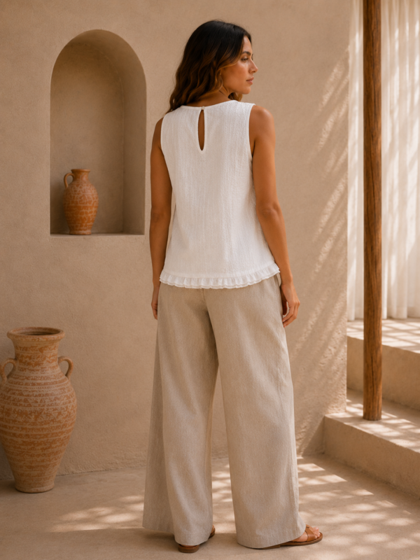 Musculosa ruedo voladitos con lagrima espalda - Tres Angeles mayorista