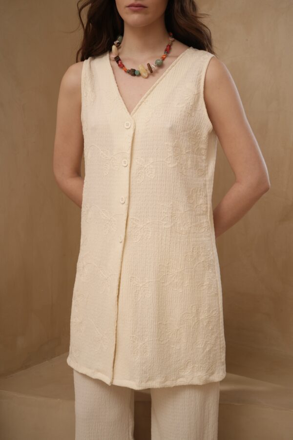 Musculosa larga de bambula combinada bordada - Tres Angeles mayorista
