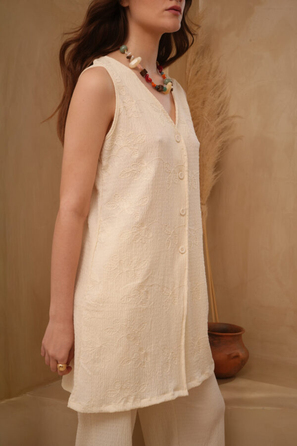 Musculosa larga de bambula combinada bordada - Tres Angeles mayorista