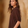 Blusa cuello mao en V manga frunces y puño - Tres Angeles mayorista