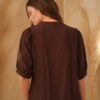 Blusa cuello mao en V manga frunces y puño - Tres Angeles mayorista