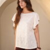 Remera con frunces de broderie de punto - Tres Angeles mayorista