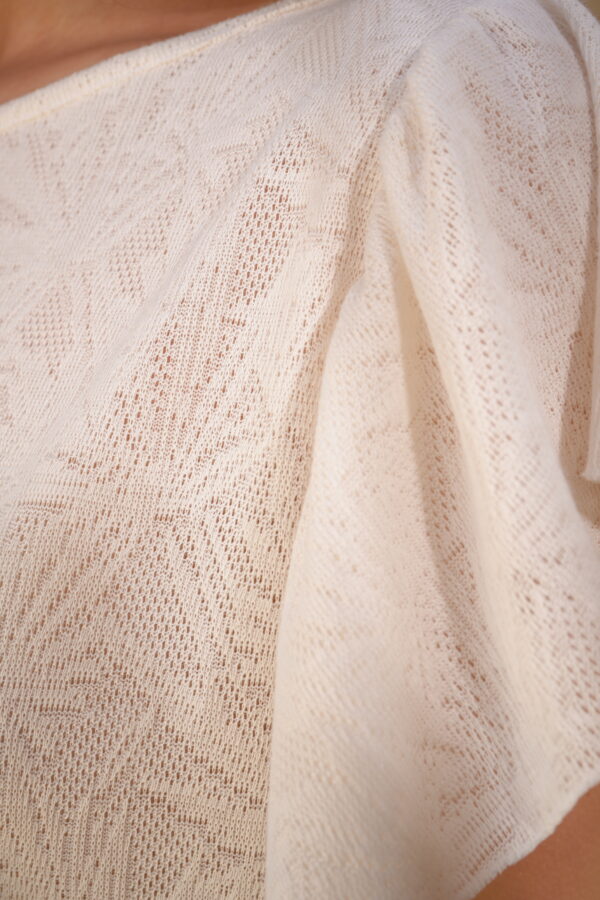 Remera con frunces de broderie de punto - Tres Angeles mayorista