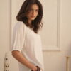 Blusa con frunces hombros y elástico puños - Tres Angeles mayorista
