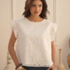 Blusa de broderie forrada con manga volado - Tres Angeles mayorista