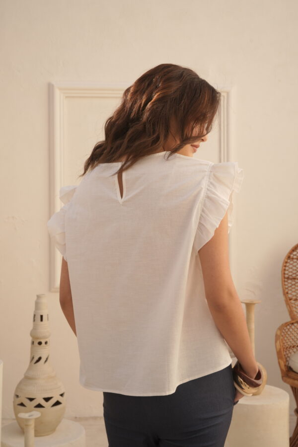 Blusa de broderie forrada con manga volado - Tres Angeles mayorista