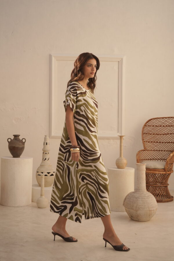 Vestido largo estampado manga murcielago - Tres Angeles mayorista
